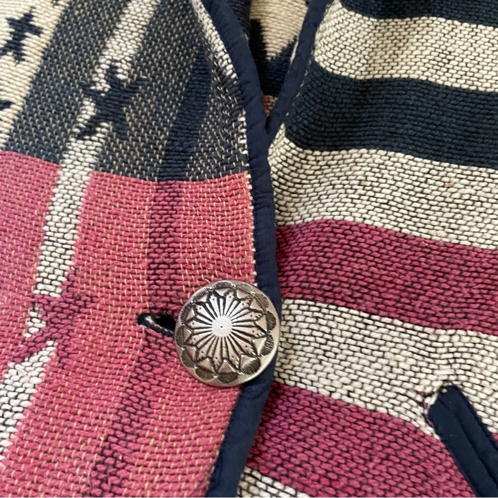 Jacket Womens Medium Tapestry USA Flag Stars Western Red Blue Patriotic 4th July - Picture 10 of 15